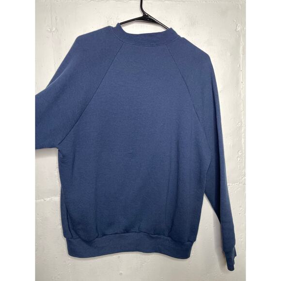 Vintage Fruit of the Loom BLANK Navy Blue Crewneck Sweatshirt Pullover Large - Picture 5 of 6